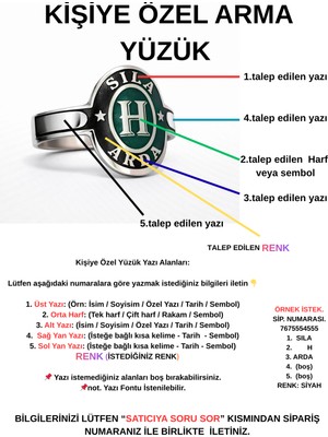 MiraveLux 925 Ayar Yüzük Erkek & Kadın Kişiye Özel Arma Yüzük Model