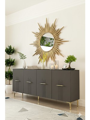 Yumedi Design KA1808A - Shumen Konsol, Tv Sehpası, Çok Amaçlı Dolap ve Kahve Köşesi 180CM Antrasit