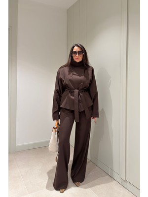 Magarde Premium Özel Üretim Kuşaklı Takım- Kahverengi