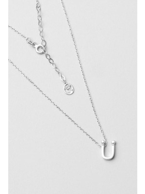 So CHIC My Story Ü Harfi 18 Ayar Beyaz Altın Kaplama 45 cm Gümüş Kolye