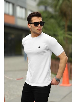 Comstar Erkek H Nakış Desenli Oversize Tshirt