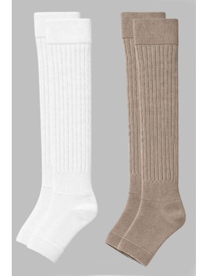 Cotenconcept 2 Çift Burunsuz Tabanlı Lastikli Diz Üstü Basic Pamuk İçerikli Tozluk