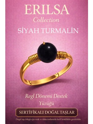 Erilsa Sertifikalı Regl Dönemi Enerji Yüzüğü – Siyah Turmalin Ayarlanabilir Gold Ince Yengeç Akrep Burcu
