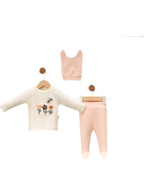 Kidzes Yenidoğan Desenli 3 Parça Hastane Çıkışı Zıbın Takımı Kız-Erkek