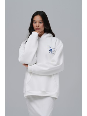 Javem Design Story Fading Echoes Oversize Sweatshirt Unisex Beyaz