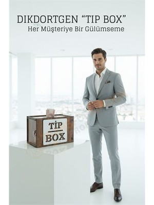 İlk El Grup Lazer Kesim Ahşap Tip Box – Bahşiş Kutusu | 21X12X13  cm Dekoratif Kutu  Ieg