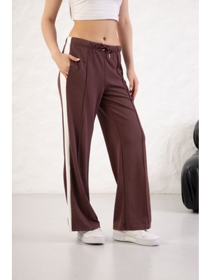 Yusgos Kadın Yumuşak Dokulu Modal Kumaş Yandan Şeritli Geniş Paça Palazz