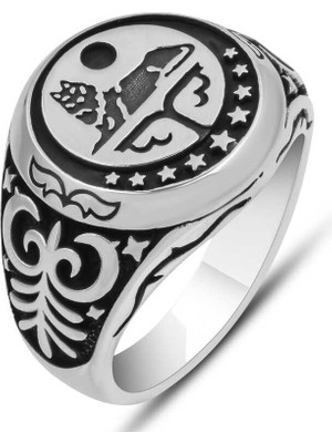 Gumush Gümüş Kurt Motifli Erkek Yüzük