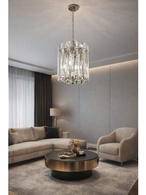 Bohem Aydınlatma Krom Beleksarkıt Kristal Cam Taşlı Modern Avize