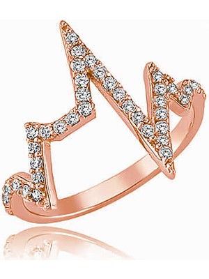 Gumush Gümüş Rose Kalp Ritmi Bayan Yüzük