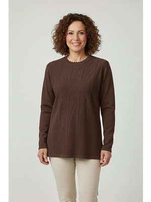 Ravencia Kadın Triko Mevsimlik Soğuk Iplik Bisiklet Yaka Genç Anne Kazak