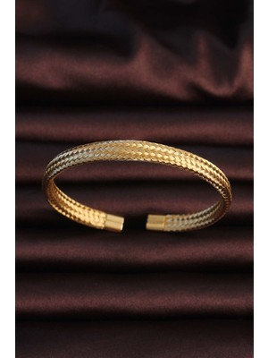 Ayder Timya 316L Çelik Altın Renk Hasır Görünüm Erkek Bileklik - TJ-EB3675 TG/TMYA1395 217842