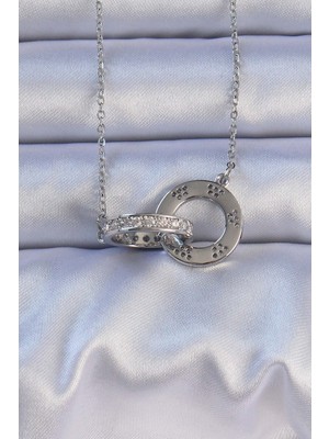 Ayder Timya 316L Çelik Gümüş Renk Zirkon Taşlı Cartier Kolye - TJ-BKO9200 TG/Tmya1395 217807