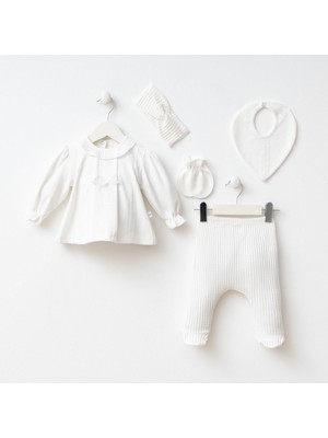 Minizeyn Kız Bebek Pamuklu 0-3 Ay 5li Hastane Çıkış Seti