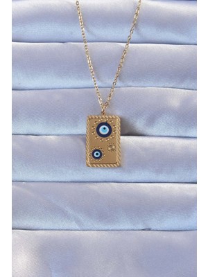 Ayder Timya 316L Altın Renk İşlemeli Nazarlı Vintage Kolye - TJ-BKO9268 TG/Tmya1395 217984