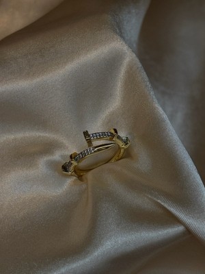 MonCherietr Astrax Pirinç Üzeri Altın Kaplama Yüzük