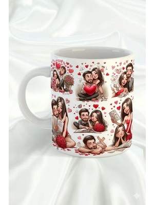 Sartre Art "mutlu Aşklar" Sevgililer Günü Tasarımlı Hediyelik Özel Tasarım Porselen Kupa Bardak