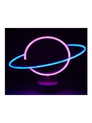 Jet Sepet Neon Işıklı Satürn Lamba