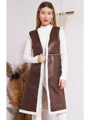 Comstar Kadın Içi Suni Kürklü Suni Deri Yelek