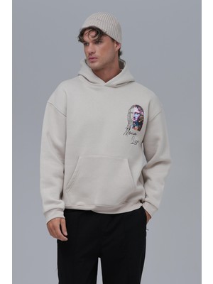 Javem Mona Lisa Shooting Star Oversize Sweatshirt Unisex Stone