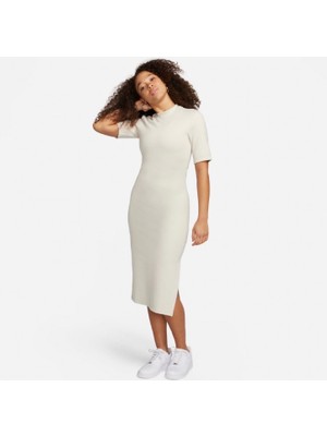 Nike Sportswear Essential Midi Boy Kadın Krem Rengi Elbise DV7878-104