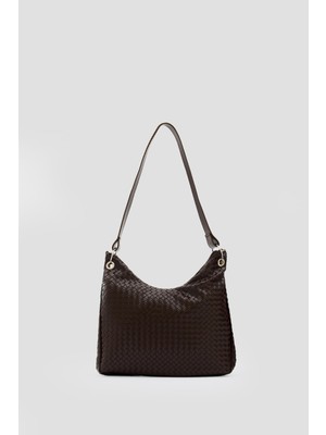 I Love Shoes Noelis Kadın Omuz Çantası Acıkahve Örgü Desenli