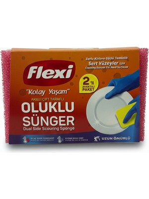 Flexi Akıllı Çift Taraflı Oluklu Sünger 2'li Paket - Sıcakta Yumuşayan Soğukta Sertleşen Mucize Sünger