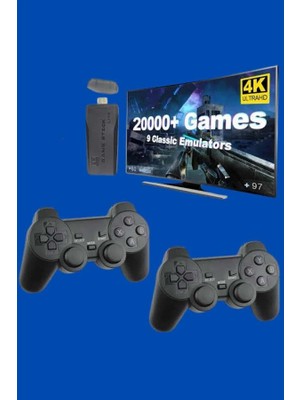 Marsilyan Retro Oyunlar 4K Game Stick 2.4g Kablosuz Çift Kol 3500 Oyun Atari Ieg