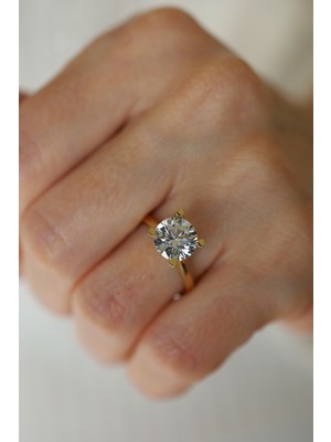 Yenigün Kuyumculuk 14 Ayar Altın Zarif Taşlı Tektaş Yüzük