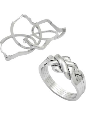 Gumush Gümüş 4 Parçalı Yapboz Bilmece Yüzük