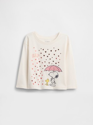 Gap Kız Bebek Krem Relaxed Peanuts Grafik Baskılı T-Shirt