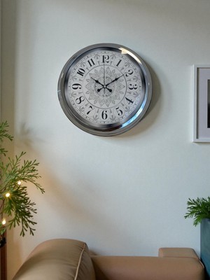 Zentime Asil Motif Krom 40 cm Metal Duvar Saati