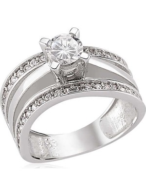 Gumush Gümüş Tek Taş Bayan Yüzük