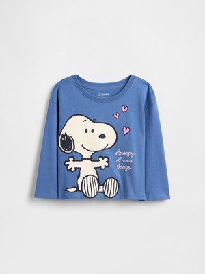 Gap Kız Bebek Mavi Relaxed Peanuts Grafik Baskılı T-Shirt