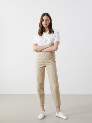 Lc Waikiki Yeni Sezon Beli Lastikli Slouchy Fit Kadın Jean Pantolon