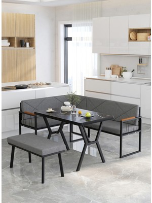 Mygusi Src 70X110CM Bendir Masalı, Köşe Takımı, Mutfak, Balkon Köşe Takımı, Mutfak Masası Takımı - Koyu Gri