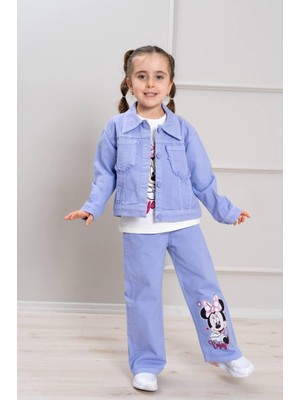 Serenad Kids Ideal Sepet-Yeni Sezon M.mause Desenli 3 Lü Pantolon Ceket ve Tshirt Takım 3-10 Yaş