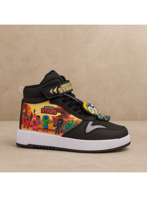 Prokids Erkek Çocuk Siyah Ortopedik Taban Tam Kalıp Suya Dayanıklı Stars Karakterli Sneaker Spor Ayakkabı