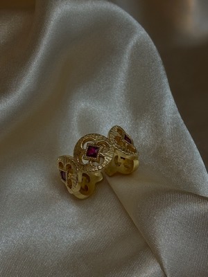 MonCherietr Floryn Pirinç Üzeri Altın Kaplama Yüzük