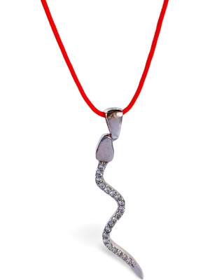 925 Ayar Gümüş Kırmızı Ip Yılan Tasarım Kadın Choker Kolye
