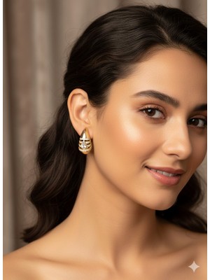 Ares 01 Store Zirkon Taşlı Damla Küpe Altın Kaplama Küpe