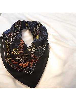 ALS Tasarım Dünyası Lacivert Renk Dream ve Sweet Yazılı %100 Koton Bandana