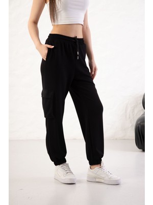 Yusgos Kadın Yumuşak Dokulu Modal Kumaş Cep Detaylı Lastikli Paça Kargo