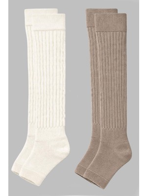 Cotenconcept 2 Çift Burunsuz Tabanlı Lastikli Diz Üstü Basic Pamuk İçerikli Tozluk