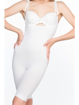 Beyaz Mı Emay 2038 Popo ve Göğsü Açık Paçalı Boy Korse