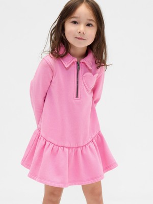 Gap Kız Bebek Mavi Yarım Fermuarlı Pullover Sweatshirt Elbise