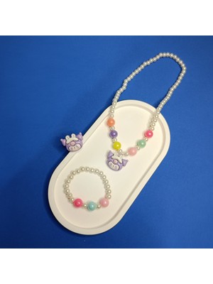 Masal Gurumi Kurumi Karakterli Kız Çocuk Lastikli Kolye Bileklik Yüzük Seti (Kız Çocuk Hediyesi)