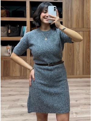 Vazıradk Bisiklet Yaka Midi Boy Yumoş Elbise