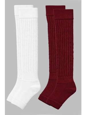 Cotenconcept 2 Çift Burunsuz Tabanlı Lastikli Diz Üstü Basic Pamuk İçerikli Tozluk