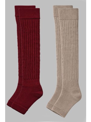 Cotenconcept 2 Çift Burunsuz Tabanlı Lastikli Diz Üstü Basic Pamuk İçerikli Tozluk